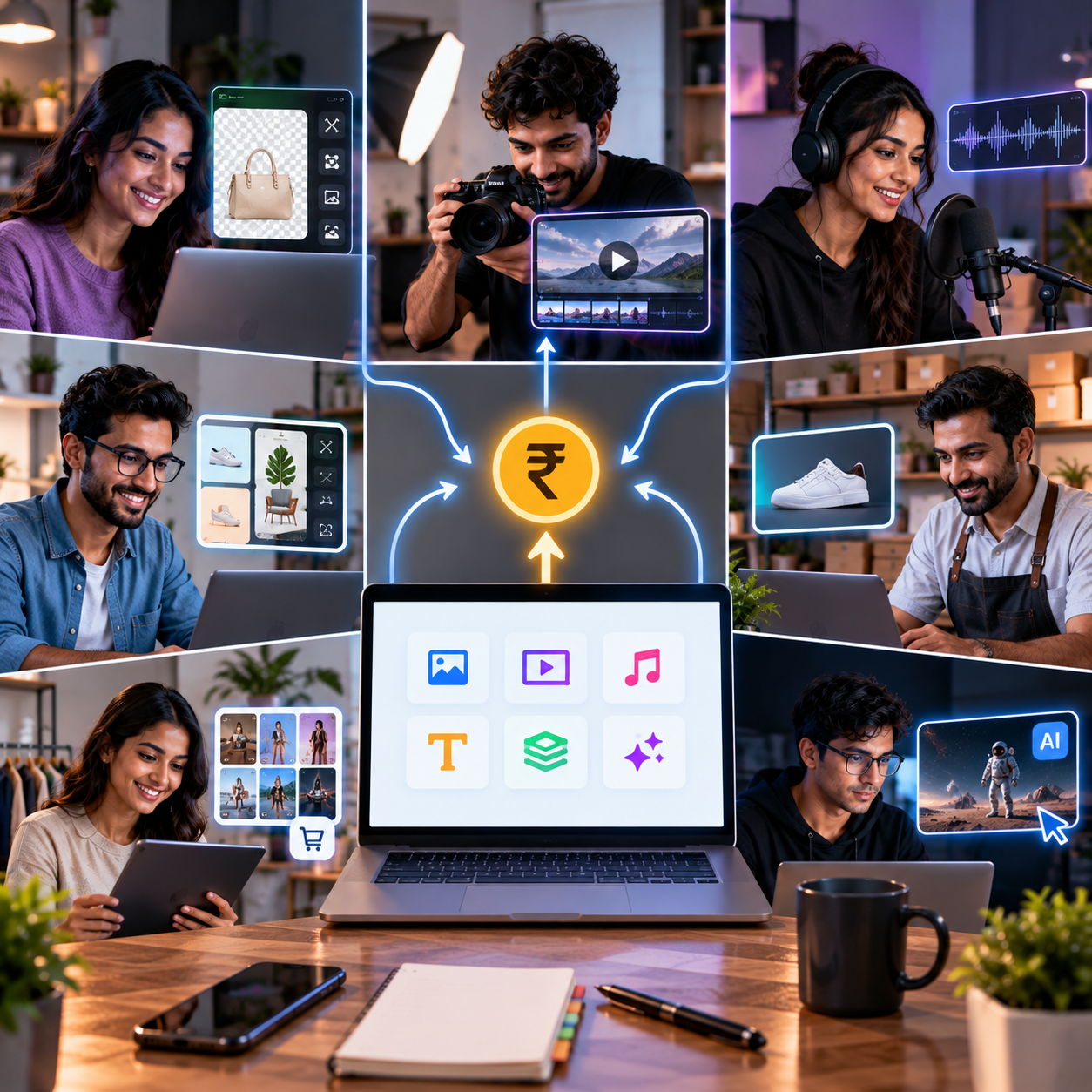 PixCutly creative workflows across images, video, voice, and design